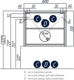 Тумба под раковину Акватон Брук открытая 60см дуб Феррара 1A201301BCDF0